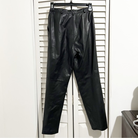 Vintage 100% Black Leather Lord & Taylor High Rise Tapered Pants - Picture 6 of 8